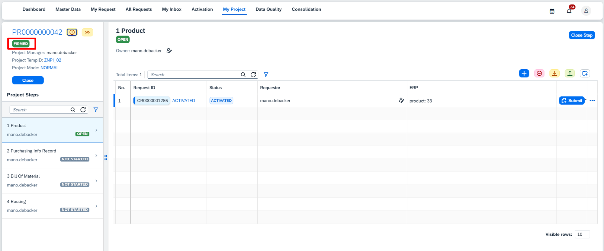 Myprojectfirmedstatus
