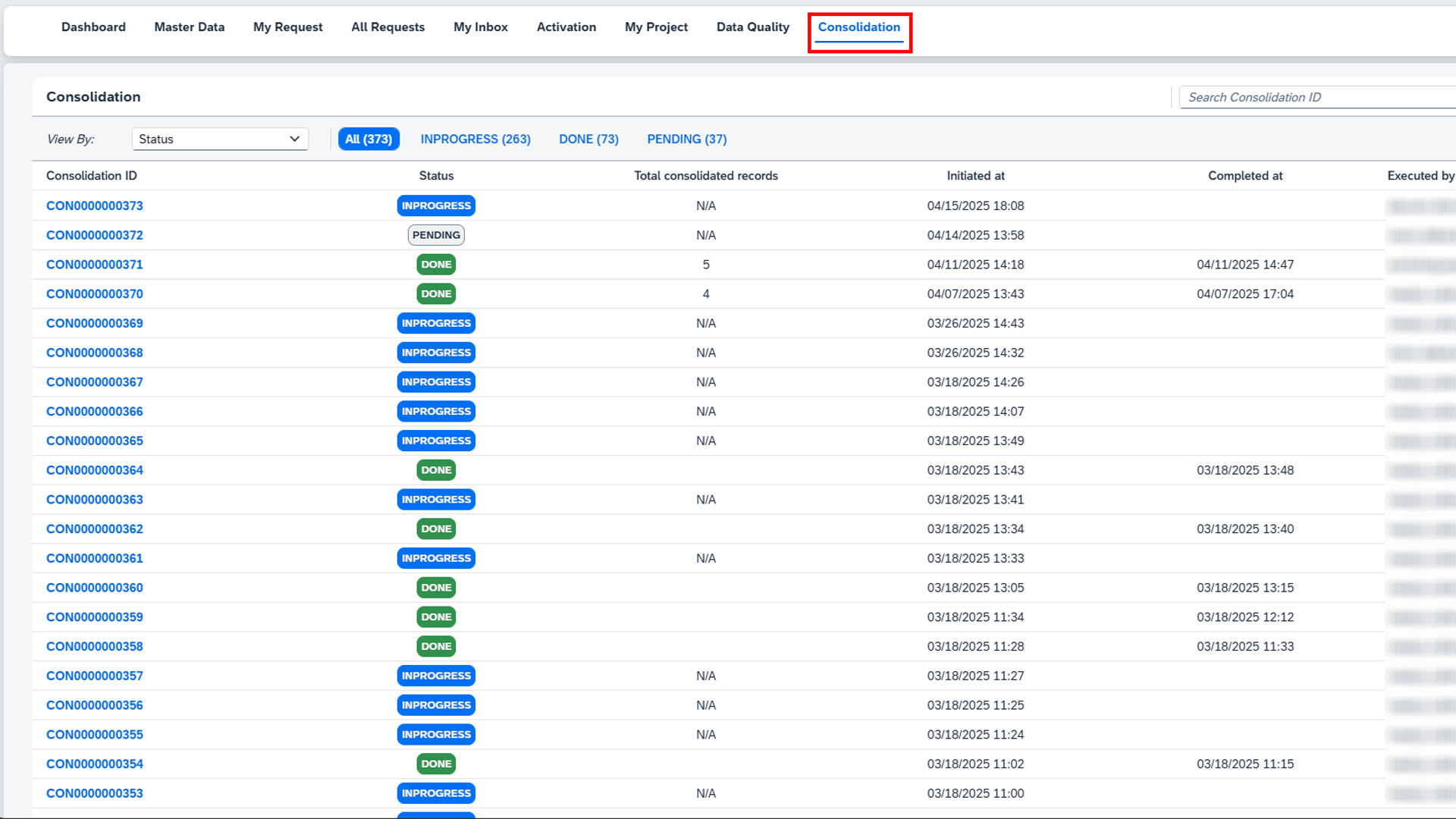 Consolidationoverviewscreen